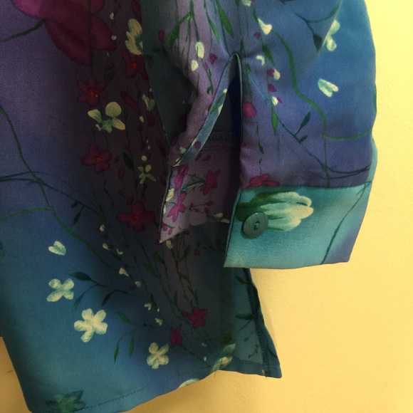 VTG Floral Top Blouse M/L - Picture 3 of 3